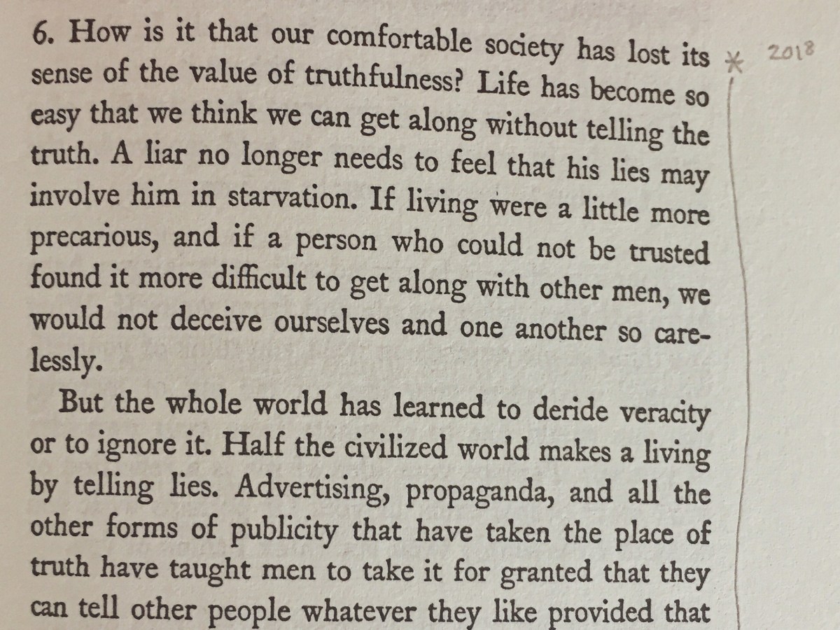 Passage from No Man is an Island by Thomas Merton about telling lies